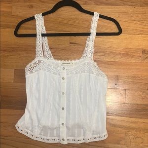 Chloe & Katie White Lace Cropped Tank